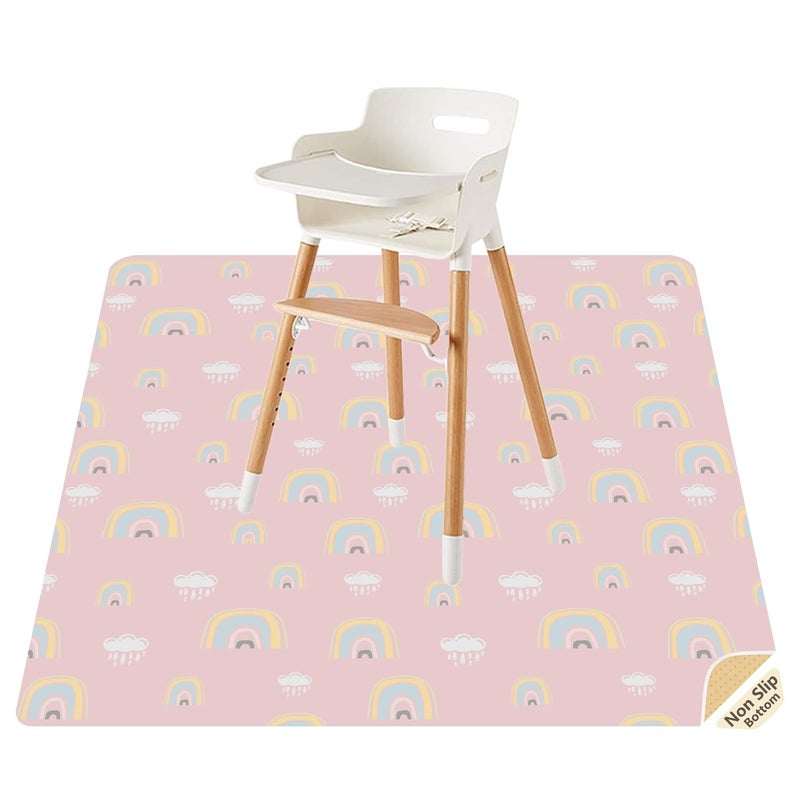 CLCROBD Splat Mat for Under High Chair/Arts/Crafts by , 51" Baby Anti-Slip Food Splash and Spill Mat for Eating Mess, Waterproof Floor Protector and Table Cloth (Rainbow Pink) - Image 1
